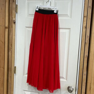 Long Red Circle Skirt Double Layered for Dance Measeor Size Small